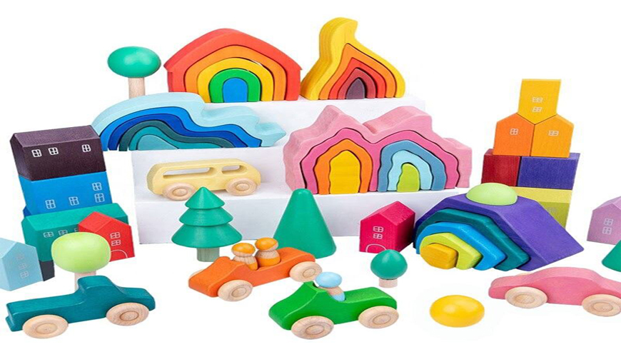 IN-TX1439 Wooden Rainbow Stacker Toys